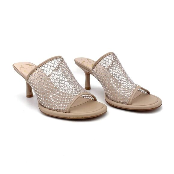 Ted Baker Celya Crystal Mesh Heeled Mules Sandals Nude Tan Size EU 39 US 8.5 - Picture 2 of 16